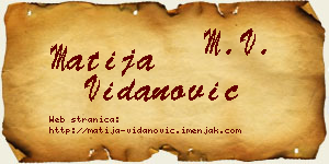 Matija Vidanović vizit kartica